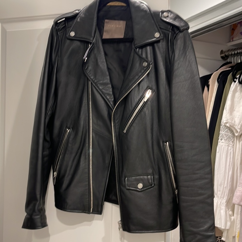 Zara man boyfriend real leather jacket